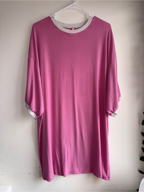 SKIMS Dresses & Skirts - SKIMS Soft Lounge Ringer Tee Oversized Hot Pink Size M